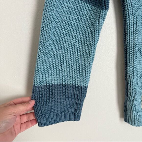 NWT Pure Knits by Neon Buddha Road Trip Pullover Sweater in Blue and Grey Small‎ - Picture 5 of 9